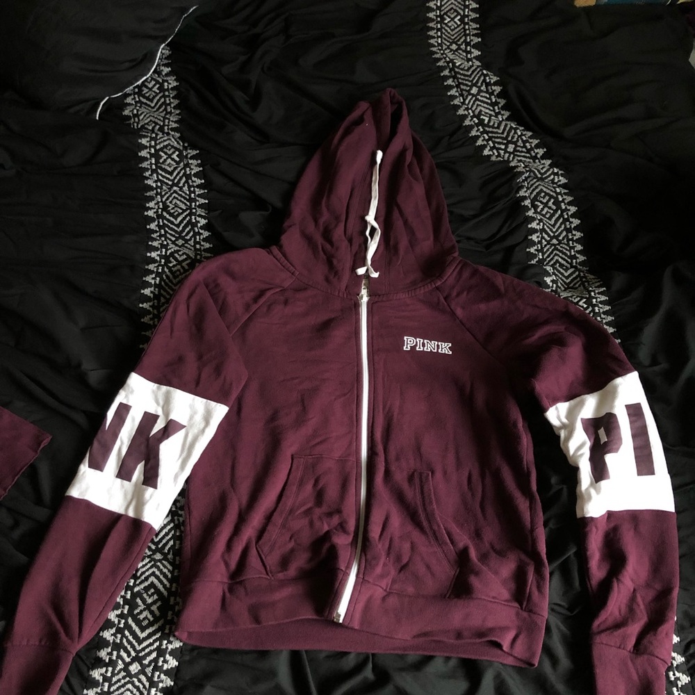 Burgundy PINK zip hoodie